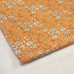 RF2 プリント フラワー コットン100％生地 レトロお花②オレンジ 輸入