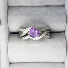 指輪 ハート アメジスト ダイヤモンド ギフト 記念日 結婚 婚約 誕生日