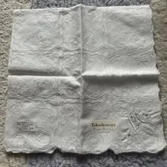 未使用　刺繍ハンカチ　白　イニシャルM