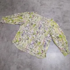 美品 un-sept 花柄ブラウス 総柄 Lサイズ スリーブギャザー