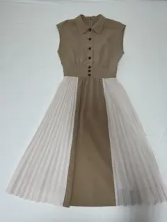 ノースリーブシャツワンピース ベージュ