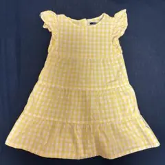 ノースリーブ黄色ギンガムチェックワンピース