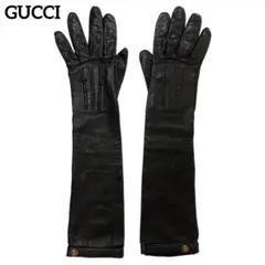 美品 GUCCI グッチ レザーグローブ ブラック 黒