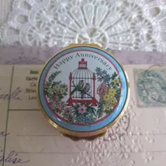 イギリス製　ハルシオンデイズ　鳥　フラワー　エナメル　アクセサリー　ピルケース