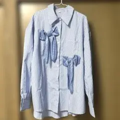 レディースブルーリボンシャツ