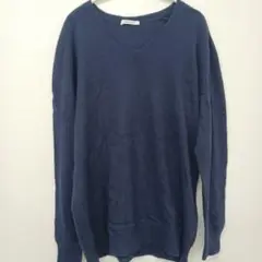 アンスピネン ANSPINNEN Vネック 長袖セーター ネイビー カシミヤ