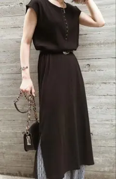 alicia PAGEBOY ノースリーブリブ編みロングワンピース