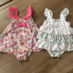 ベビー 水着 女の子 いちご ドット 花柄 2着セット 95