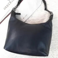 【美品】グッチ ワンショルダーバッグ ハンド バンブー レザー ブラック