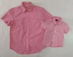 90cm　babyGAP　ピンク　ギンガムチェック　半袖　シャツ　ママ　お揃い