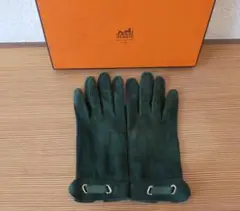 エルメス レザーグローブ 手袋 スエード サイズ6 1/2 グリーン