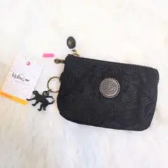 新品✨️キプリング Kipling ブラックリーフ 多機能ポーチ 財布 ブラック