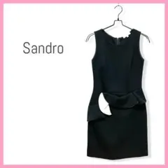 Sandro サンドロ ラッフル タイト ワンピース 膝丈 フリル ノースリーブ