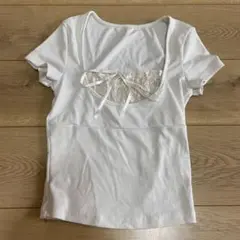ホワイト リブ Tシャツ