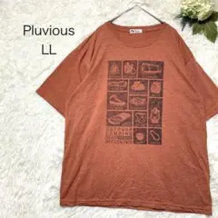 プルビアス　Ｔシャツ　カットソー　ＬＬ　赤茶色　半袖　アウトドア　ギアイラスト