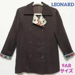 LEONARD プリントシルク切替 シルク混 ウールショートコート