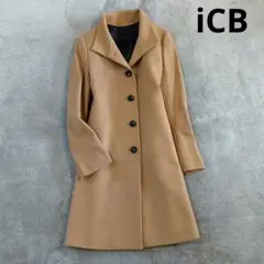 オンワード樫山 iCB カシミヤ スタンドカラーコート ベージュ系 美品