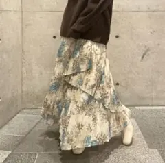 FRAY I.D フラワープリントアシメプリーツスカート