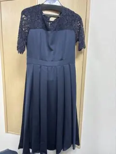 結婚式およばれドレス　パーティドレス　ネイビー