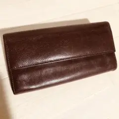 【IL BISONTE 長財布】ロングウォレット ダークブラウン 大容量 シボ革