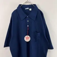 90s dead stock USA製 filene’s ポロシャツ ネイビー