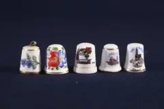 198 指ぬき　5個　フランクリン　ポーセリアン　磁器　無傷　服飾家遺品