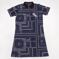 ロサーセン 定価19800円 バンダナ柄 半袖 サマーワンピース M ネイビー