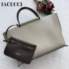 極美品✨IACUCCI レザートートバッグ グレージュ バイカラー