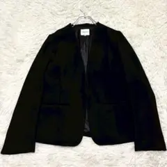 6863 美品✨インディヴィ ノーカラージャケット L ビジネス ワールド 薄手