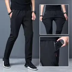 冷感パンツ ブラック　2XL　接触冷感　スポーツ　ストレッチ　ユニセックス　黒