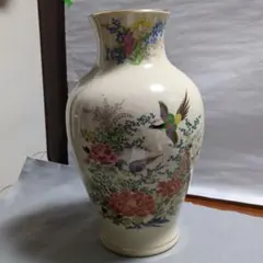 薩摩焼花鳥図山広陶器花瓶花入れ
