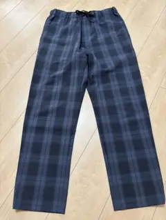 美品✨ネイビー系チェック カジュアルパンツ　イージーパンツ