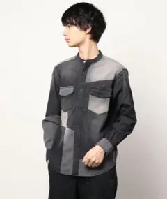RATTLE TRAP バンドカラー デニム クレイジーパターンウエスタンシャツ