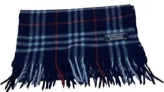 BURBERRY バーバリー マフラー カシミア100% 濃紺 ネイビー
