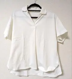 ポロシャツ　レディースポロシャツ　白シャツ　Ｌ　XL　白　ゆったり　希少サイズ