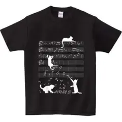 音符ねこ　Tシャツ かわいい　　新品