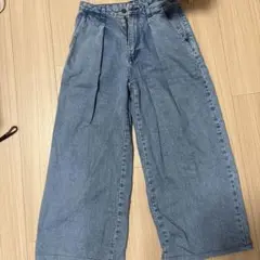 GU ライトブルー ワイドパンツM