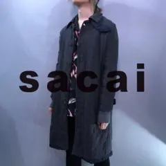 【sacai】リバーシブル グレンチェック ドッキング バルマカーンコート