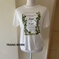 Tシャツ　トランスワーク　半袖Tシャツ　サイズ38 ボタニカルプリント