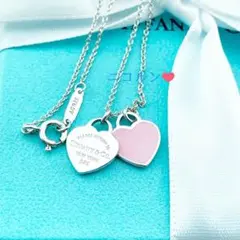 ティファニー ダブルハートネックレス ピンク