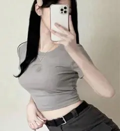 グレー 半袖フィットTシャツ