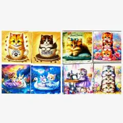 パネル生地　ねこ　8枚セット