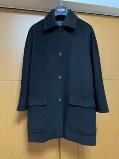 MaxMara 白タグ 黒コート40 ハンドステッチ 高級 カシミア混