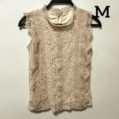 M レース編み タンクトップ レース フリル ペイズリー ノースリーブ シャツ