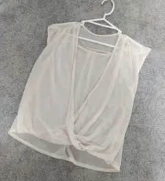 【シンプル】AG 　カシュクール　ノースリーブトップス 　ベージュM