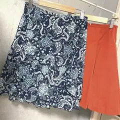 フレアスカート 2枚セット オレンジ　ペーズリー