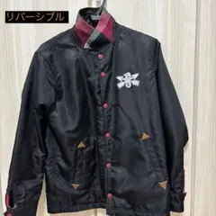 【人気】BURNOUT チェックリバーシブルジャケット M メンズ 赤 黒