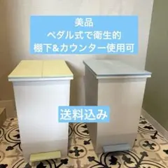 【2つセット】スリムペダル式ごみ箱 グレー・ライトグリーン
