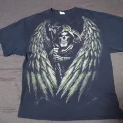 USED古着GILDAN ブラックTシャツ 死神デザインXLサイズ