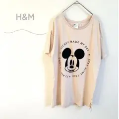 H&M ミッキーマウス　Tシャツ　半袖　プリント　メッセージ　オーバーサイズ